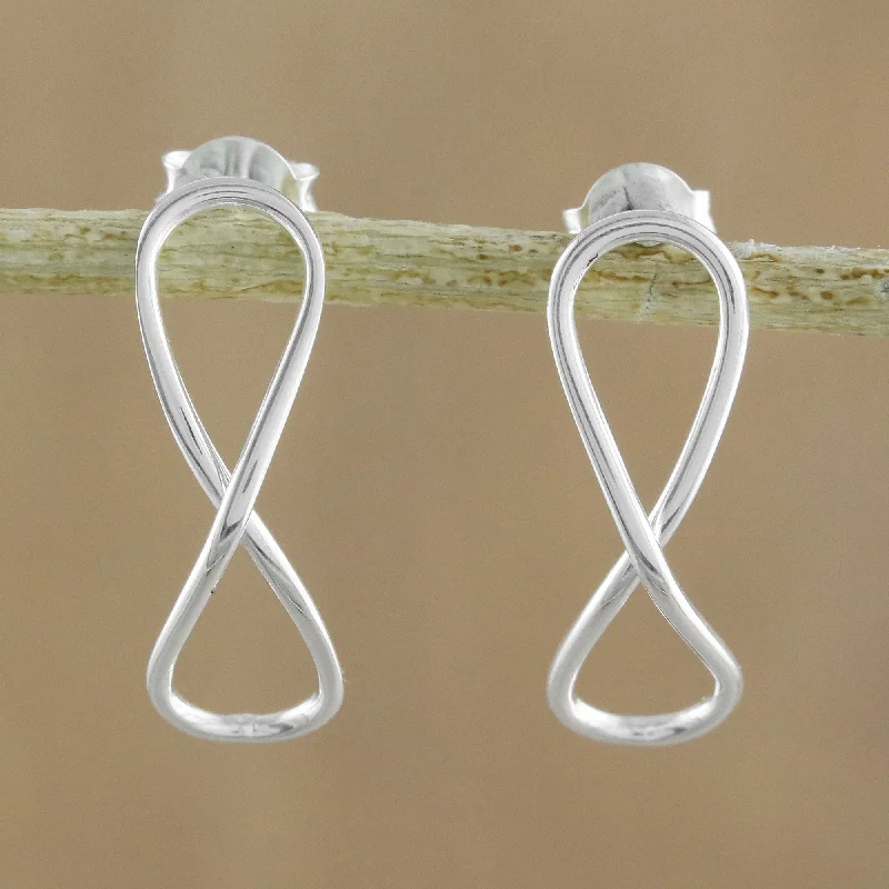 For All Time Sterling Silver Infinity Symbol Drop Earrings