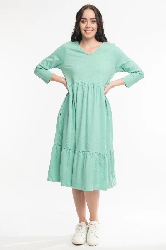 Vee Neck Essentials Dress - Sea Sage