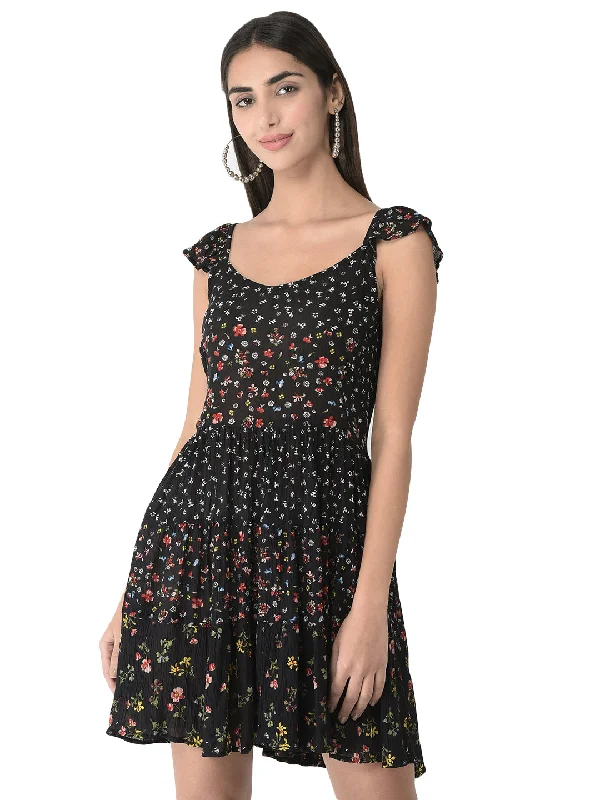 Floral Printed Cap Sleeves it & Flare Dress