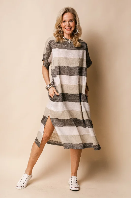 Moxie Linen Blend Dress in Latte