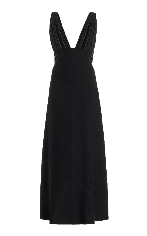 Renato Fringe Dress in Black Merino Wool